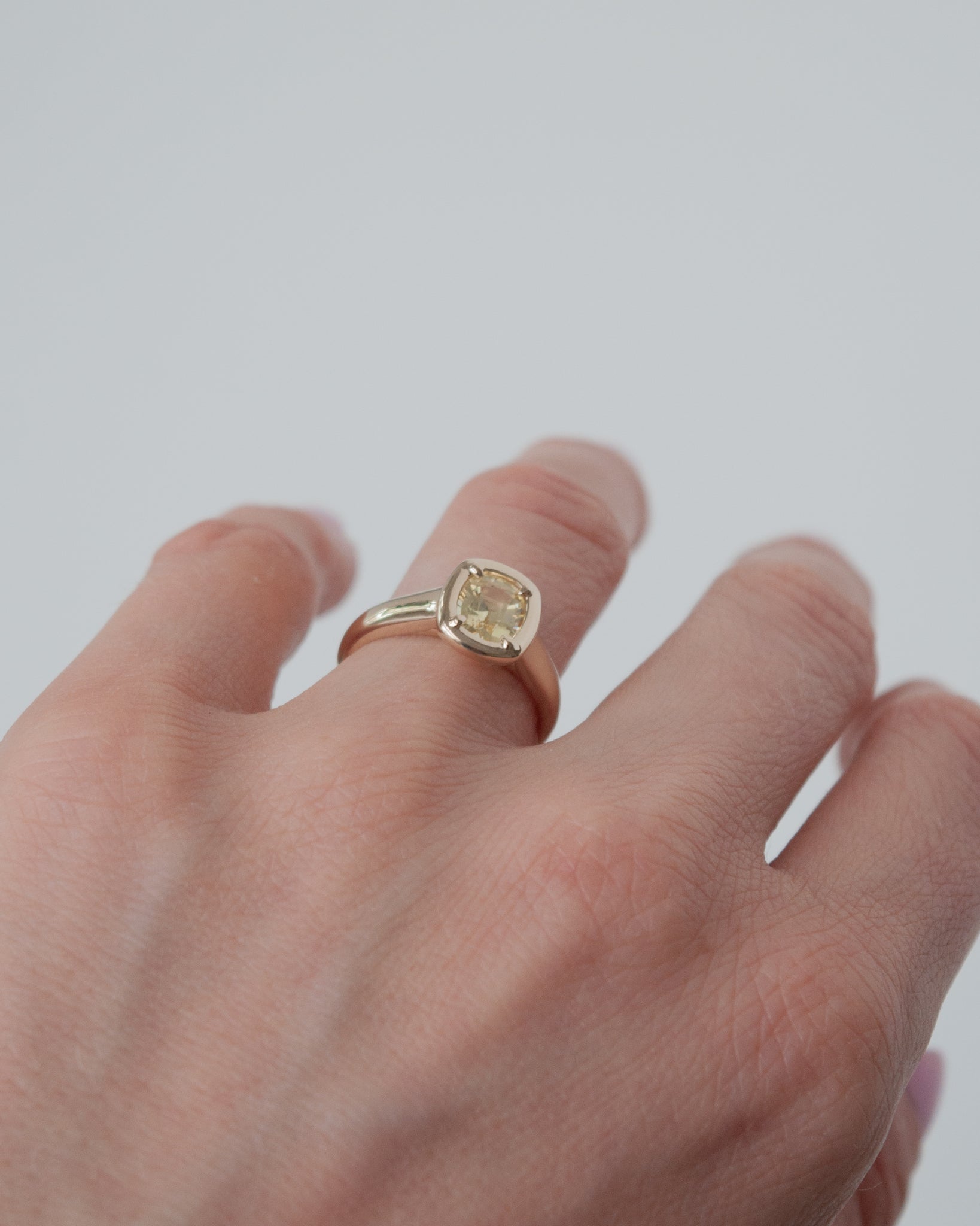 THE CARLY RING | YELLOW ELONGATED CUSHION SAPPHIRE