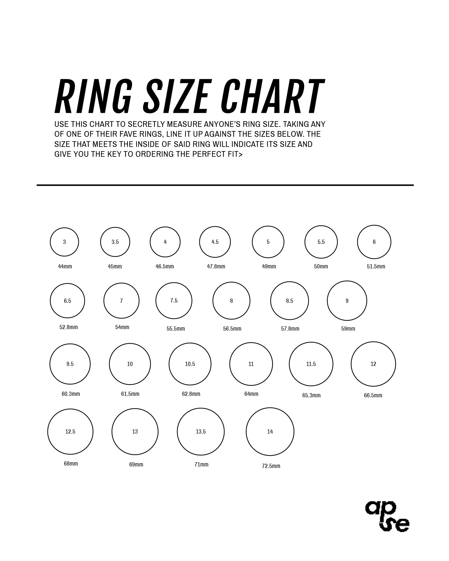 RING SIZE CHART – apse